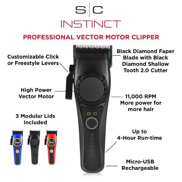 Prof.strojček za striženje StyleCraft Pro Instinct Cordless Hair Clipper with Vector Motor - slika 4